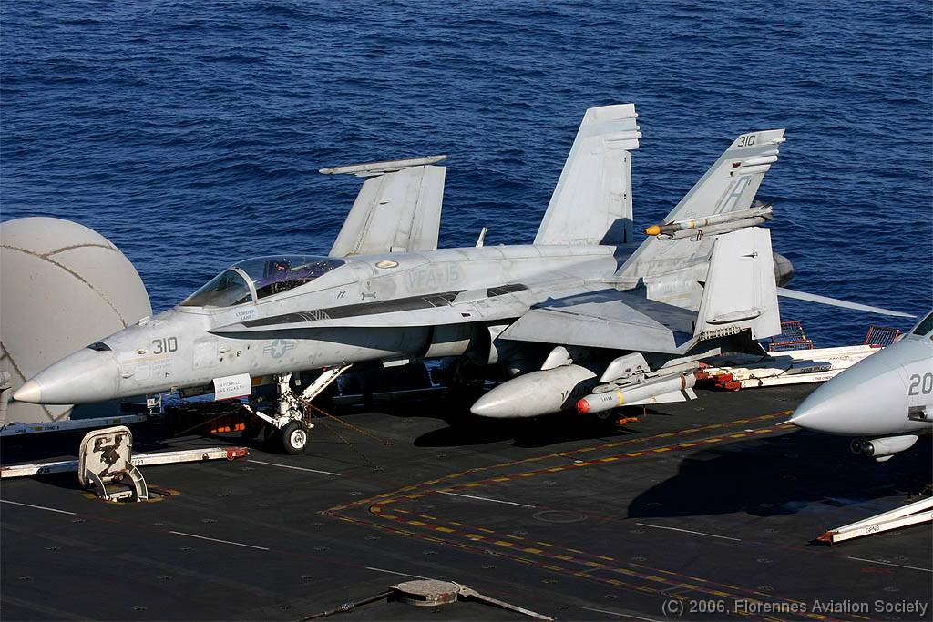 50 CVN71060221 FA-18C 164673 AJ-310 DK 01 F/A-18C 164673/AJ-310 of VFA-15 - USS Theodore Roosevelt, 21 February 2006 (C) Didier Kories